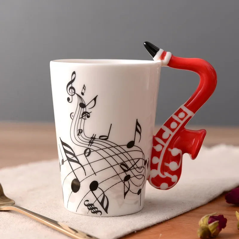 Novelty Music Note Cup Ceramic Guitar Coffee Mugs Personality Tea/Milk/Juice/Lemon Water Bottle Christmas Birthday Gift...