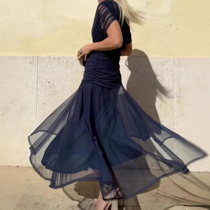 2025 New Fashion Printed Ruffle Dress Your Summer Casual Loose Bohemian Vacation V-neck Short-sleeved Long Dresses For...