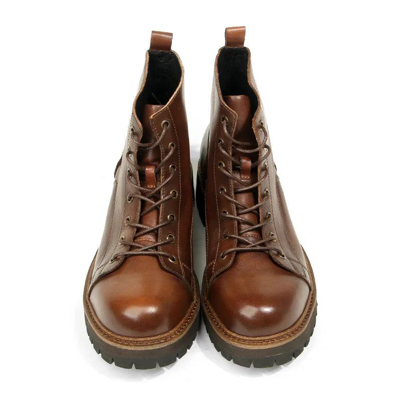 Durable Goodyear-Welted Motorcycle Rugged Heritage Boots Vintage Oil Genuine Leather  Punk For Men Cowhide High-Cut Shoes