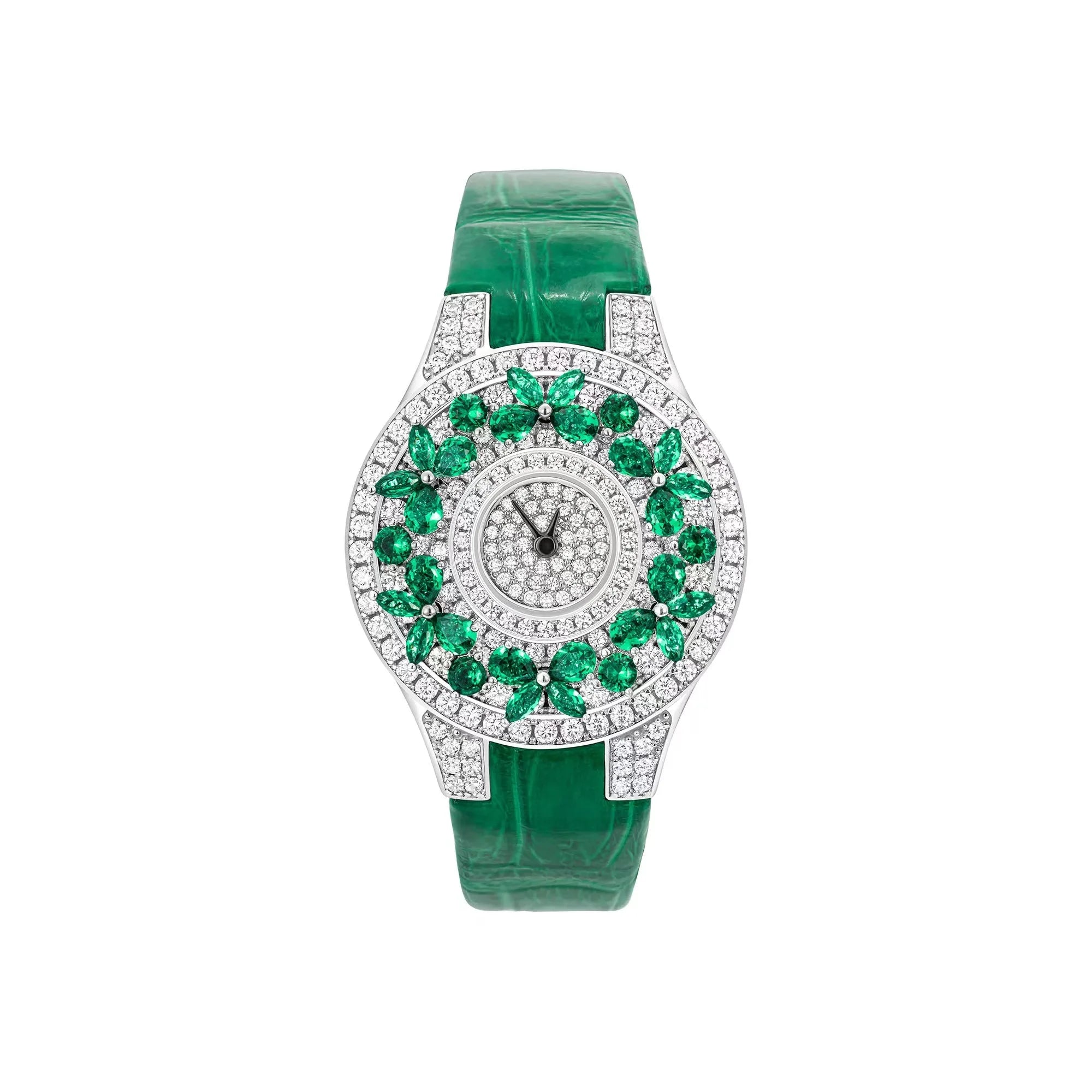 Luxury Brand Woman Watch Qualities Diamond Emerald Watches Ladies Leather Brcalaet Elegant Montre Femme watch for women - Kimlud