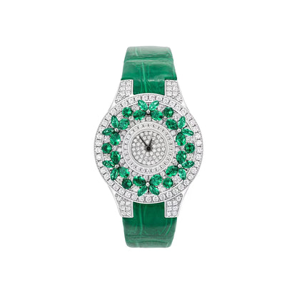 Luxury Brand Woman Watch Qualities Diamond Emerald Watches Ladies Leather Brcalaet Elegant Montre Femme watch for women - Kimlud