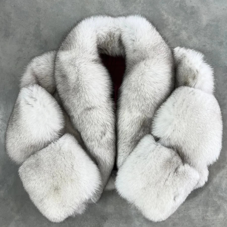 Natural Fox Fur Coat With Turndown Collar Women's Fox Cropped Jacket Genuine Fur Outerwear Hot Selling Short Real Fur Coat