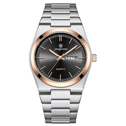 PAAZOMU Fashion Men's Quartz Watch Stainless Steel Waterproof Luminous Man Watch Chronograph Date Multifunction Watches For Men