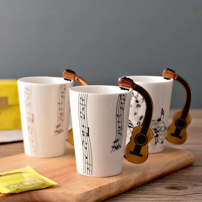 Novelty Music Note Cup Ceramic Guitar Coffee Mugs Personality Tea/Milk/Juice/Lemon Water Bottle Christmas Birthday Gift...