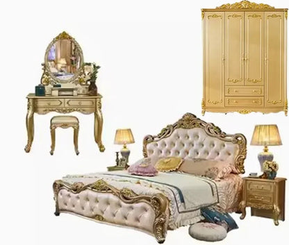 Large Princess Master Bedroom Set Double Villa High Luxury Human Bedroom Set Wooden Sleeping Letti E Mobili Nordic Furniture - Kimlud