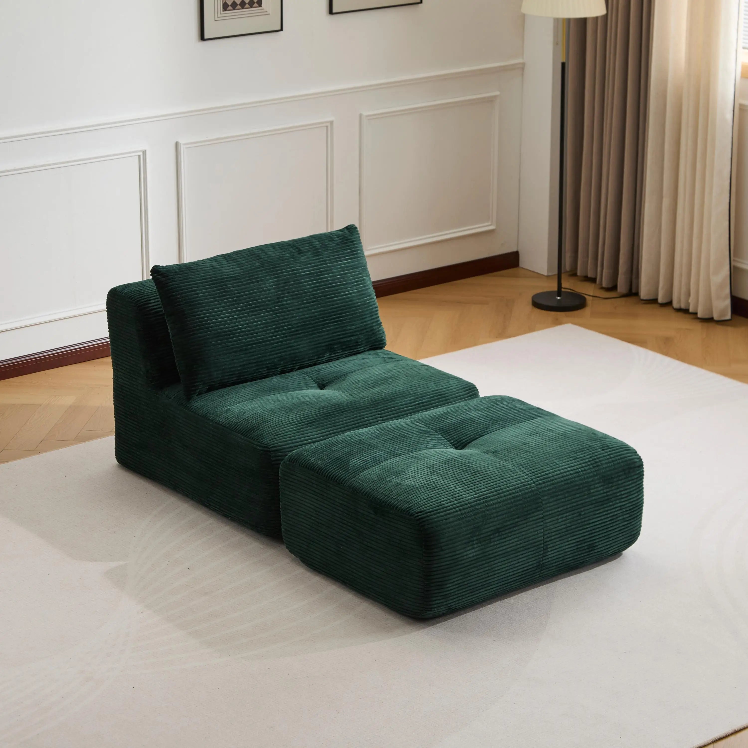 Corduroy Sofa Bed，Comfortable Small Single Sofa，Compression Sofa Seat，Foldable Lounger for Bedroom, Guest Room or Living Room - Kimlud