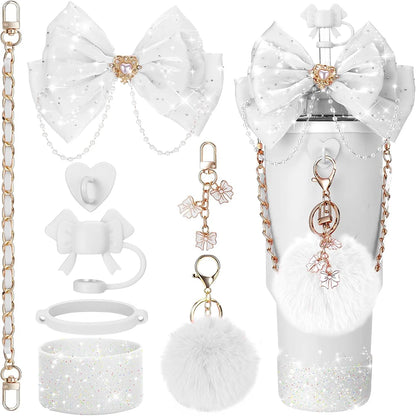 Cup Accessories for Stanley 30oz 40oz Tumbler Straw Topper Cover Water Bottle Handle Strap Cup Boot Bow Decorate Charm Chain