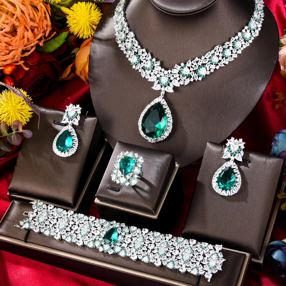 GODKI Famous Brand Turquoise Luxury African Jewelry Sets For Women Wedding Party Zircon Crystal Dubai Bridal Jewelry Set Gift