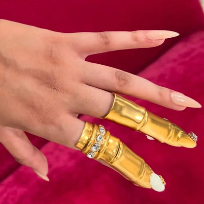 1PC Exaggerated Metal Alloy Articulated Open Finger Ring For Women Fashion Jewelry Boutique Punk Girls' Ring Accessories