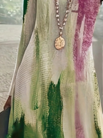 Graffiti Printed Elegant Dresses For Women Casual Long Sleeve Dresses Y2K Temperament  Famale Fashion O-Neck Clothing 2025 New