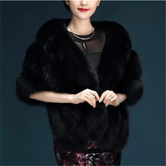 Customized 2023 Winter Faux Fur Coats luxury fox fur imitation mink fur poncho bridal wedding dress shawl cape women vest fur co