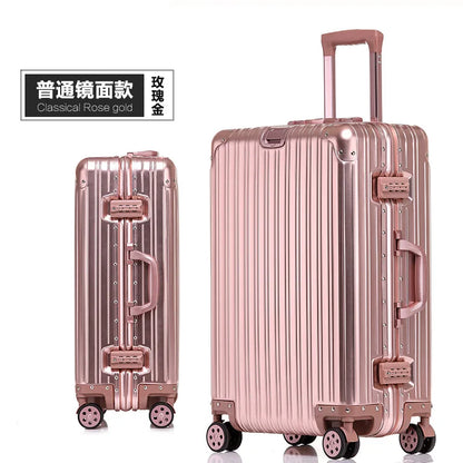 100% Aluminum Suitcase Cabin 20/26/30 inch TSA Customs Lock Aluminum Carry on Luggage Metal Hard Trolley Case Travel Suitcases