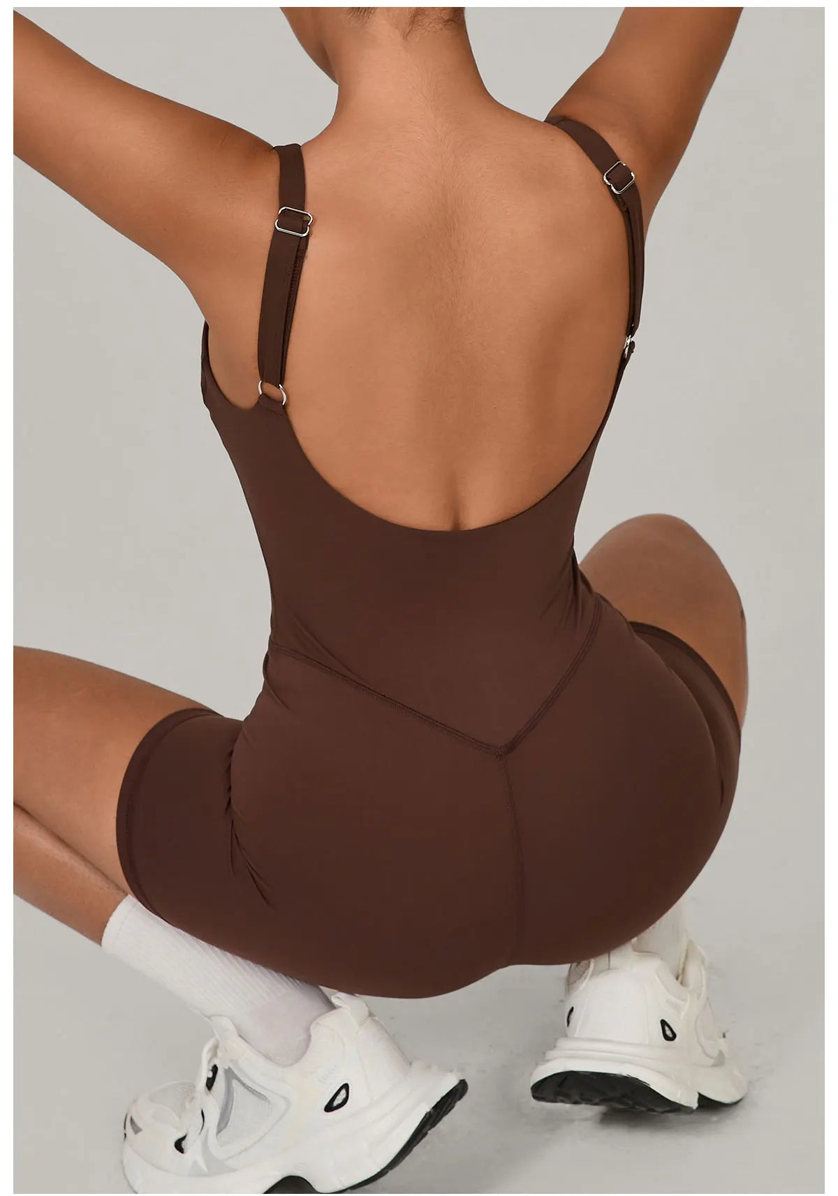 Women's Sports Suit Adjustable Shoulder Strap Jumpsuit One Piece Halter Sleeveless Bodysuit Short Jumpsuits Push Up Sportswear