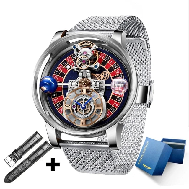 2024 PINDU DESIGN Men Watches Top Brands Luxury Celestial Series Roulette Creative Watch Quartz Wristwatch Montre Homme