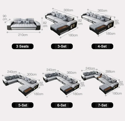 -Modern Living Room Sofa Couch Set U Shaped Couches Luxury Microfiber Leather Fabric Sectional Sofas For Home Furniture Indoor - Kimlud