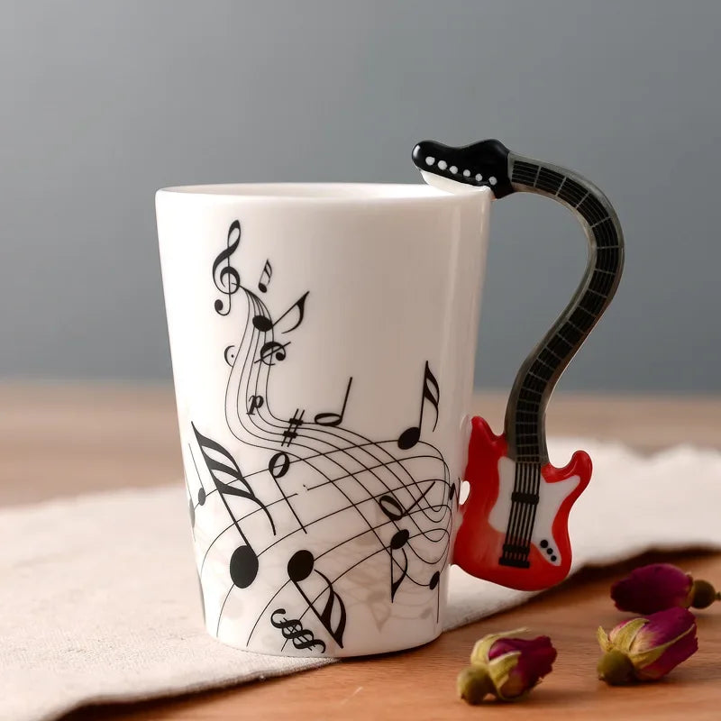 Novelty Music Note Cup Ceramic Guitar Coffee Mugs Personality Tea/Milk/Juice/Lemon Water Bottle Christmas Birthday Gift...