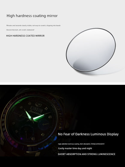 Black Water Ghost Swiss Certified Genuine Brand Watch Men Automatic Mechanical Watch Multi-Function Sun and Moon Phase Luminous Top Ten