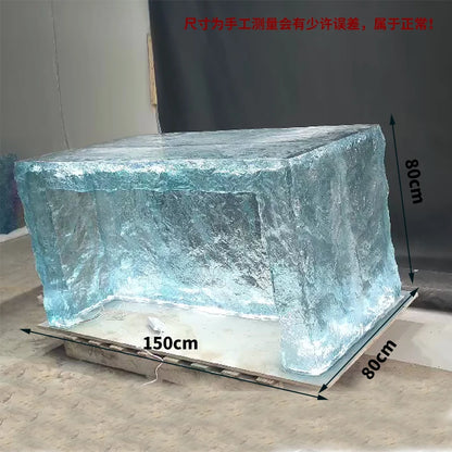 Modern light luxury home villa bar luminous island table custom transparent resin crystal bar glacier art tea table