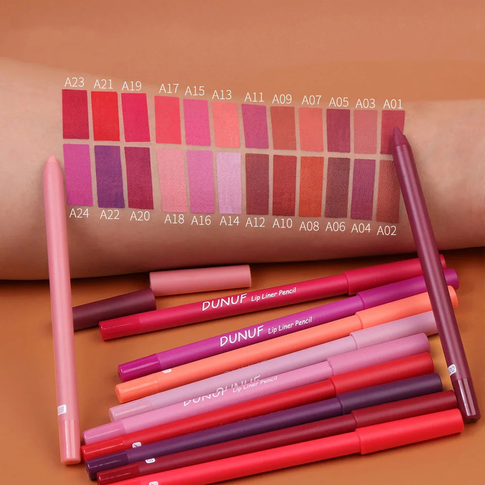 Sexy Red Matte Lipstick Pencil Nude Brown Lip Liner Pencil Contour Tint Makeup Waterproof Rose Pink Crayon Lipliner Pen...