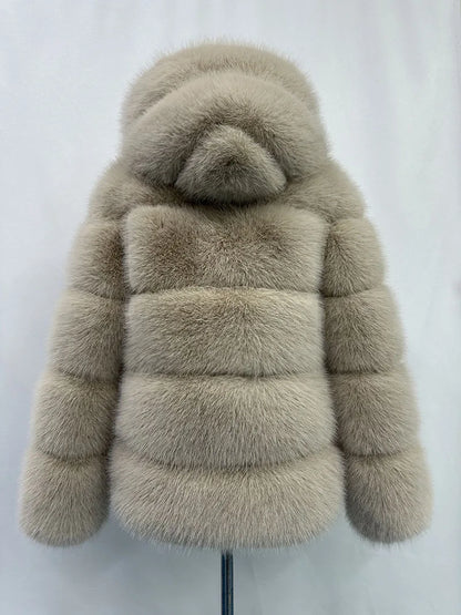 Women Hooded Thick Jackets Fur Faux Solid Zipper Coat Long Sleeve Cardigan Spliced Hoodies Warm Streetwear Coats Winter