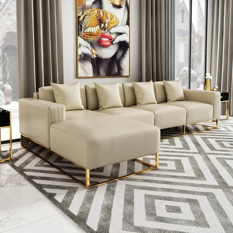 A Modern Design Corner Leather Couch Living Room Sofas Set Modular Home Furniture Sectional L Shaped Luxury Sofa