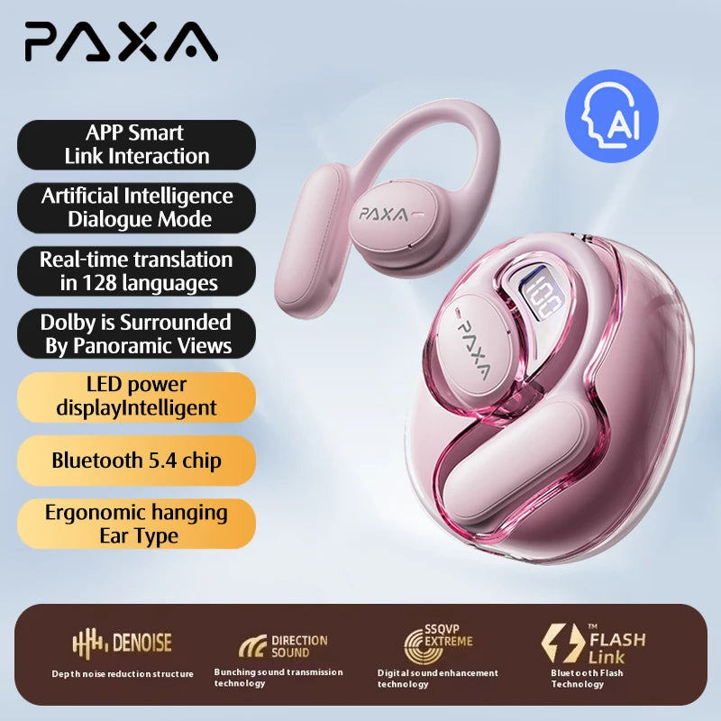 PAXA Openair5 AI new true wireless Bluetooth sports headphones 5.4 long life intelligent translation headphones in 128 languages