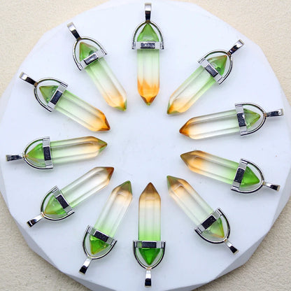 New Fashion Glass Colorfull Pillar Point Charm Pendants for Jewelry Pendants Making 24pcs/lot Wholesale Free Shipping