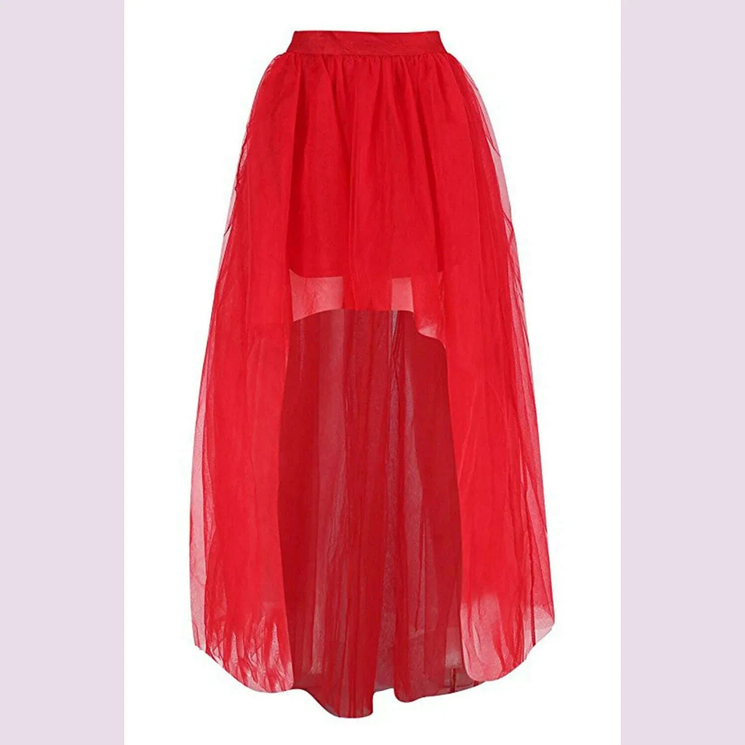 MisShow Gothic Women Hi-Lo Long Tulle Tutu Punk Skirt Elastic Waist High Low Mesh Net Halloween Cosplay Costume Maxi Skirts