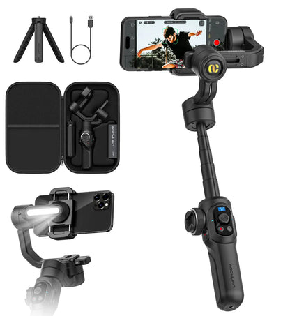 AOCHUAN SMART S2 Gimbal Stabilizer for Smartphone Professional Industry-Standard 3-Axis Phone Gimbal with Extendable Rod