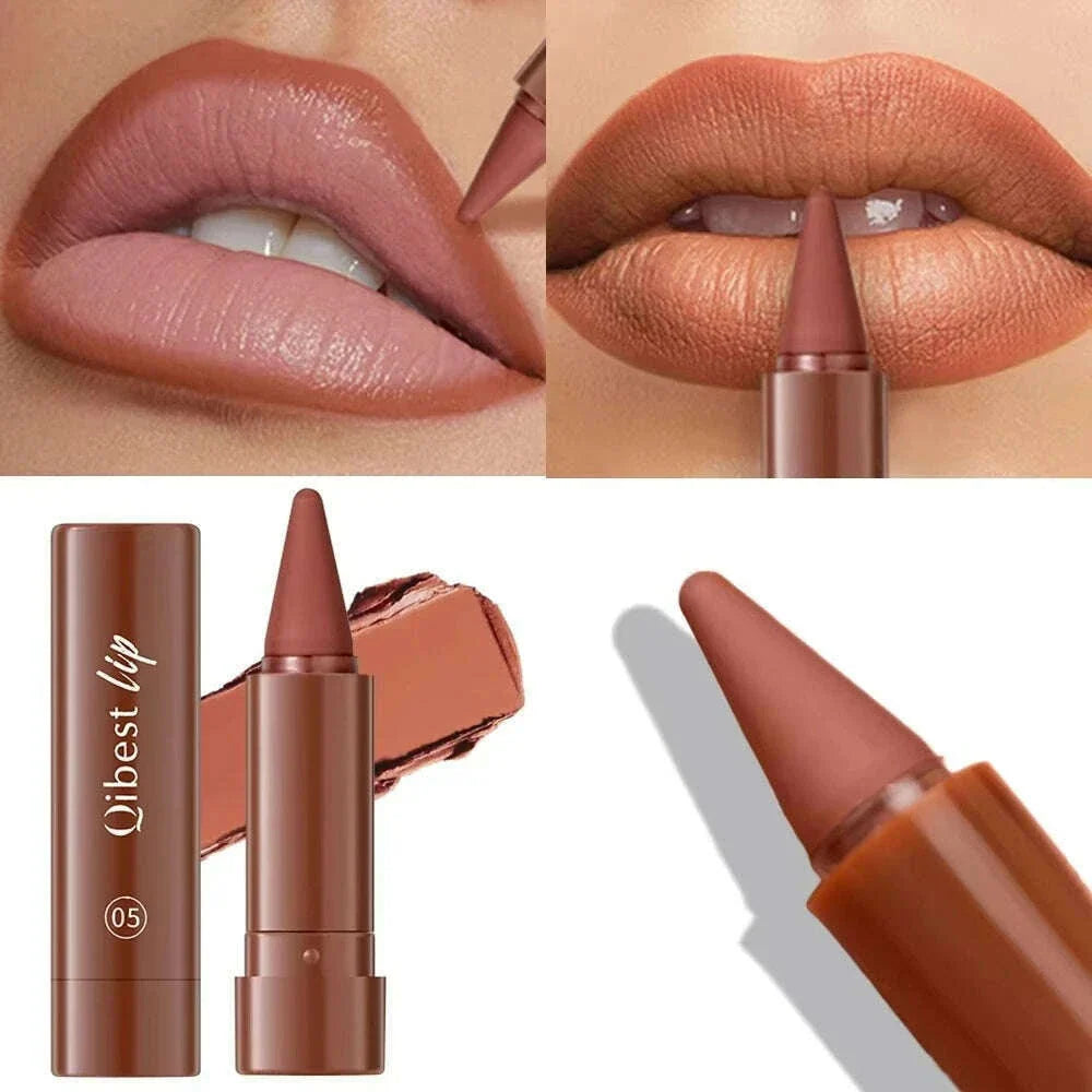Tapered Lip Liner Pencil Set Lasting Matte Velvet Lip Contour Stick Waterproof Easy Color Lipstick Non Stick Cup Makeup Pen1/6Pc