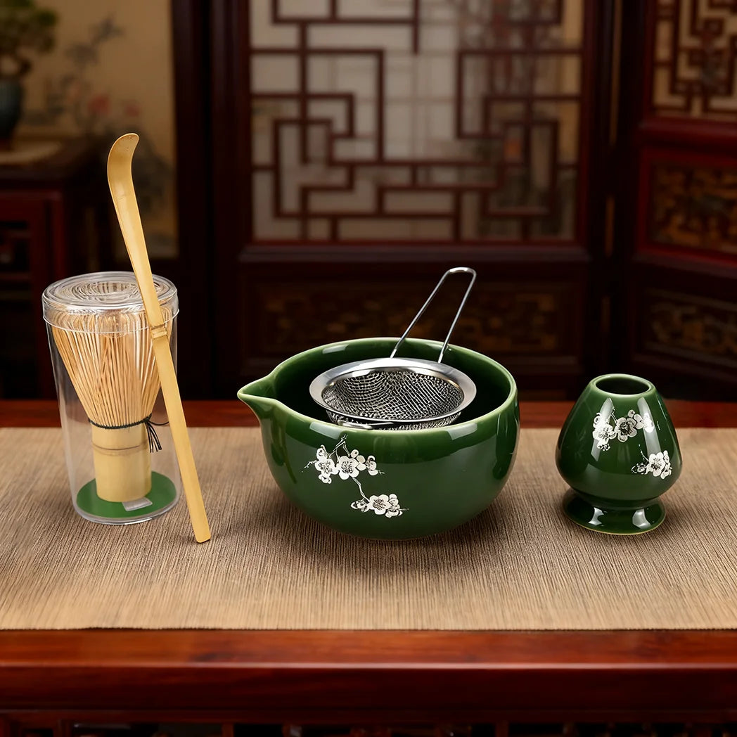 2pc/4pcs/5pcs Matcha Whisk Set - Matcha Bowl and Bamboo Matcha Whisk, Tea Strainer, Scoop, Spoon, Sifter, Whisk Holder