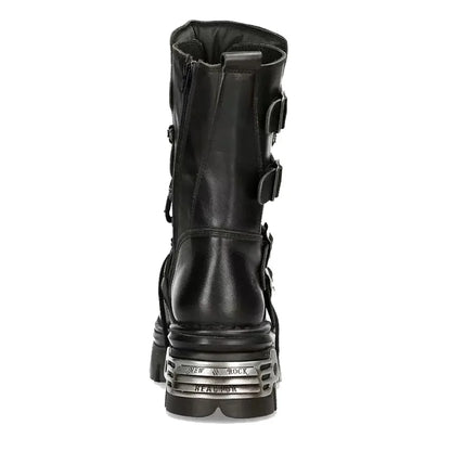Men's Fashion Genuine Leather Motorcycle Boots Goth Skull Punk Boots New Unisex Mid-calf Cowboy Boots Metallic Combat...