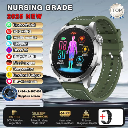 2025 New For Huawei ECG+PPG Laser Treatment Health Smart Watch Three highs Clock Blood pressure Heart rate Men HD Call Bracelet