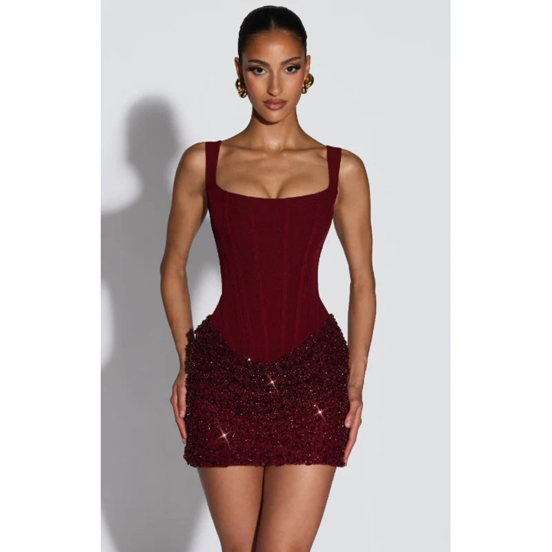 Sexy Luxury Pleated Sling Long Dress Women Elegant Solid Sleeveless Slim Fit Maxi Dresses 2026 Shinny Daily Lady Vestidos New