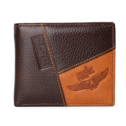 Men Wallet Genuine Leather Rfid Blocking Trifold Wallet Vintage Thin Short Multi Function ID Credit Card Holder Male Purse Money