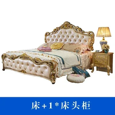 Large Princess Master Bedroom Set Double Villa High Luxury Human Bedroom Set Wooden Sleeping Letti E Mobili Nordic Furniture - Kimlud