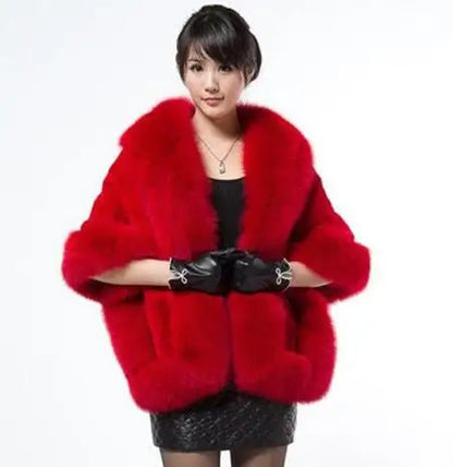 2026 imitation mink women's fox fur collar shawl scarf cloak mink fur coat Bridal dress hairy large shawl cape short coat