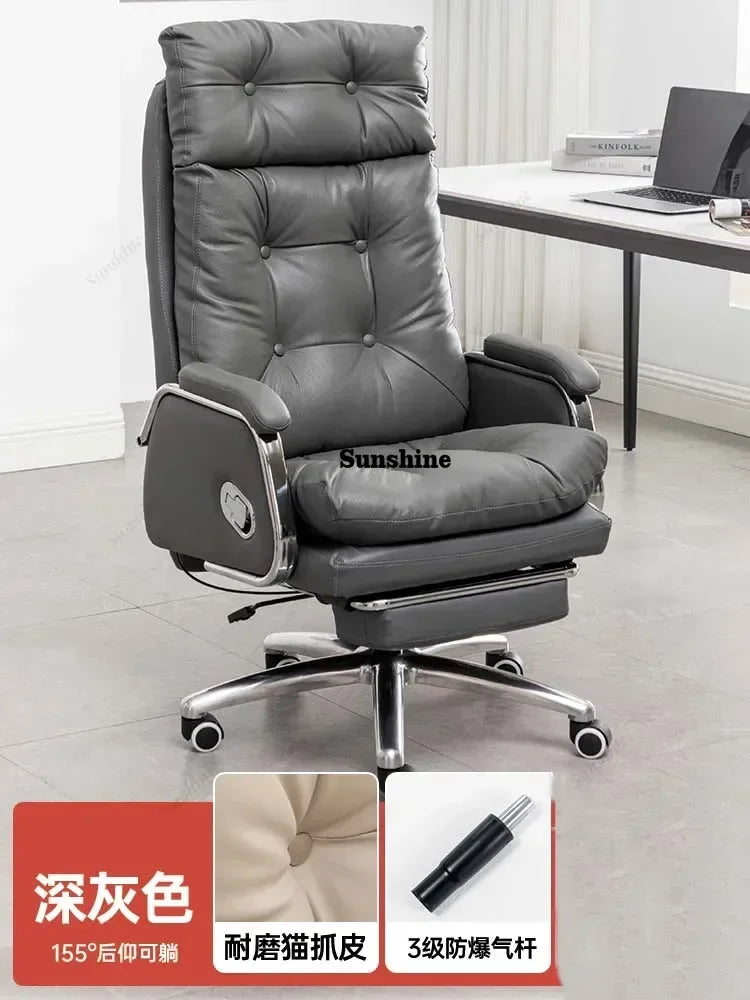 Leather Wheel Office Chair Adjustable Comfortable Modern Ergonomic Chair Mobile Computer Designer Silla Oficina Salon FurnitureY - Kimlud