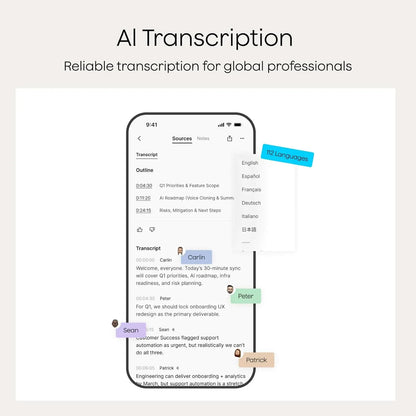 NotePin AI Voice Recorder, App Control, Transcribe & Summarize, 112 Languages, 64GB, Cosmic Gray
