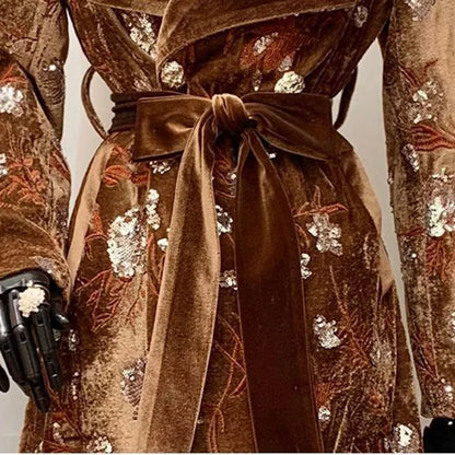 Women Overcoat 2025 New Fashion Elegant Lapels Women Trench Coat Autumn Winter High-Quality Embroidery Women's Trench  Coat H656