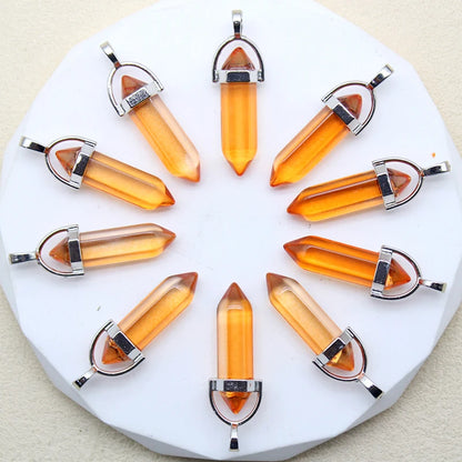 New Fashion Glass Colorfull Pillar Point Charm Pendants for Jewelry Pendants Making 24pcs/lot Wholesale Free Shipping