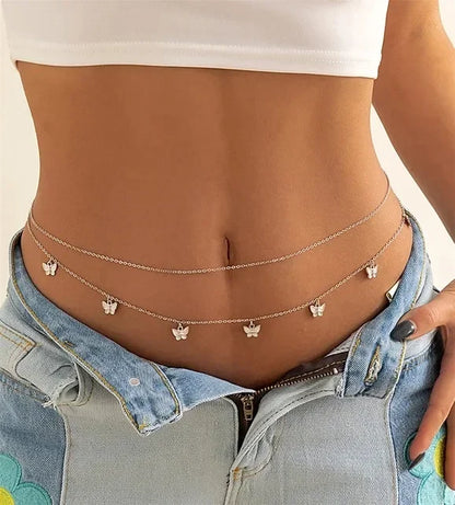 New Fashion Sexy Double Layer Pearl Chain for Women Waist Bead Belly Chain Belly Belt Summer Beach Body Jewelry Festival Gifts - Kimlud