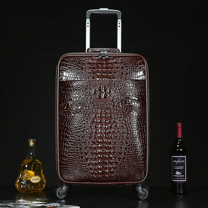 Genuine Leather crocodile pattern travel luggage with handbag backpack men's first layer cowhide trolley suitcase boarding case