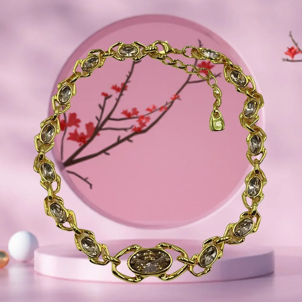 2025 Summer New Bestseller Shiny and Beautiful Blue Crystal Necklace, Women's Jewelry Gift