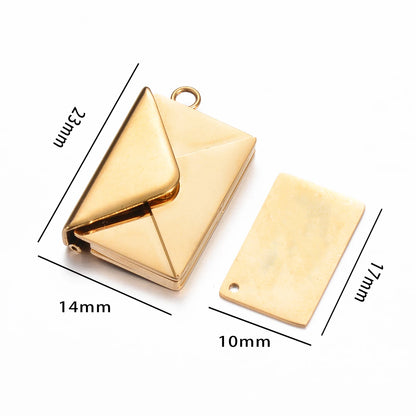 Stainless Steel Customized Letter Envelope Necklace Locket Jewelry Secret Love Note Pendant Engraved Note Photo for Women