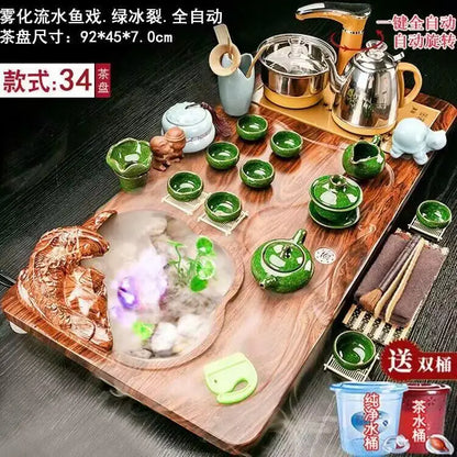 Luxury Rectangle Tea Tray Hospitality Ceremony Serving Accessories Drainage Tea Tray Chinese Kung Fu Bandejas Home...
