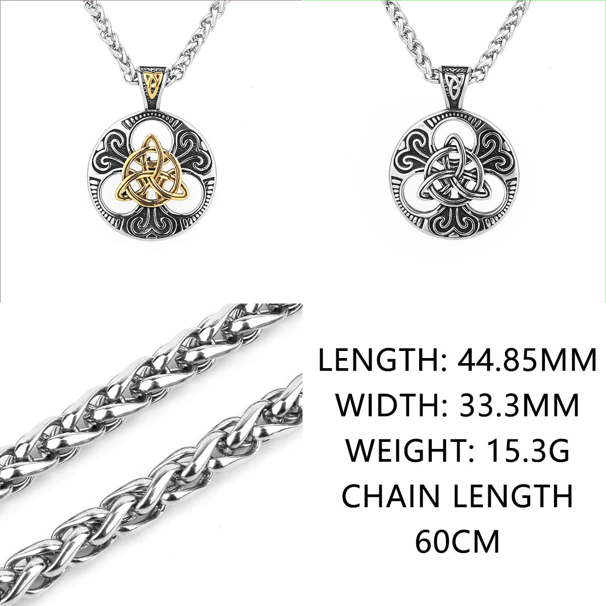 Stainless Steel Vintage Viking Mixed Gold Color Odin Rune Necklace Men Celtic Knot Amulet Pendant Nordic Jewelry as Men’s Gifts