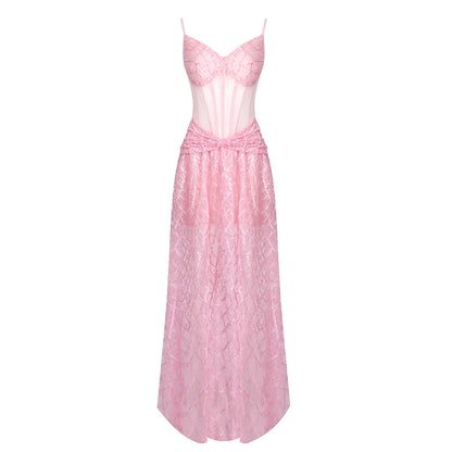 VC Sparkling Pink Off-Shoulder Sequins Dress with Dramatic High Slit for Party Prom Evening Gown