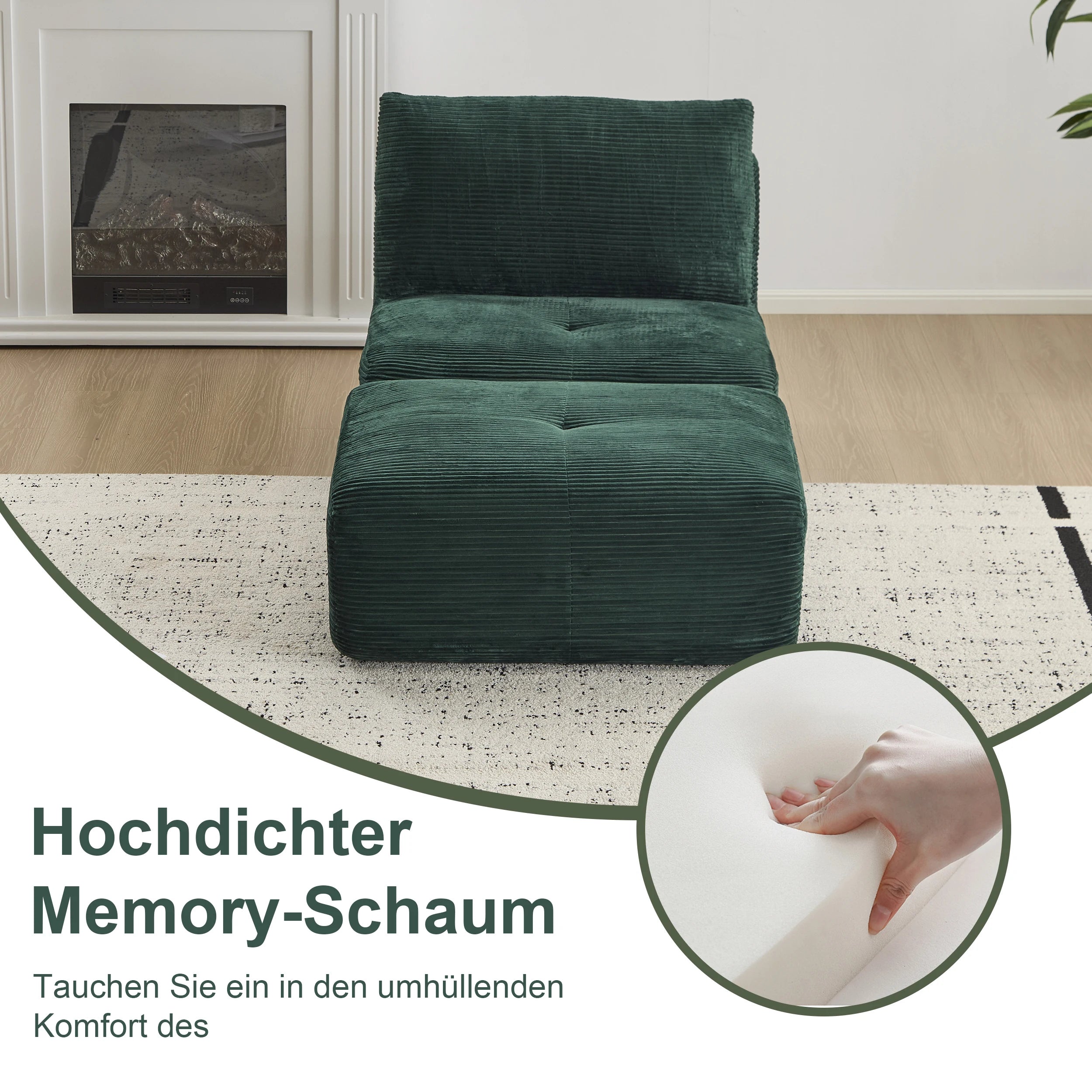 Corduroy Sofa Bed，Comfortable Small Single Sofa，Compression Sofa Seat，Foldable Lounger for Bedroom, Guest Room or Living...