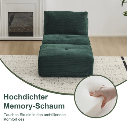Corduroy Sofa Bed，Comfortable Small Single Sofa，Compression Sofa Seat，Foldable Lounger for Bedroom, Guest Room or Living...